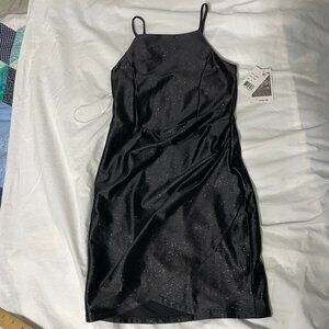 NWT Nickie Lew Girls Dress Sz 10 Black Glitter Formal Party Spaghetti Strap